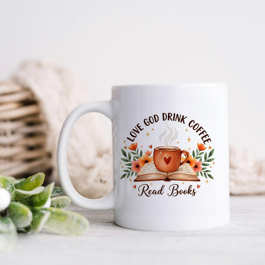 Christian Coffee Mug – Inspirational Faith Based Gift | Book Lover Floral Cup