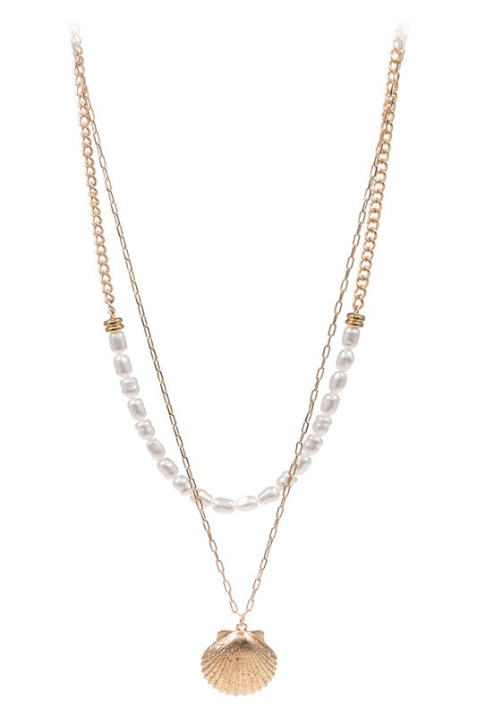 Shell Shaped Metal Kst Summer Layered Necklace