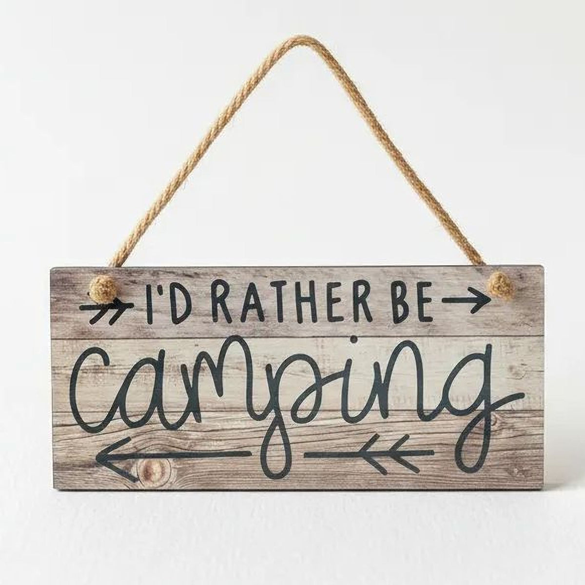 Rustic Camping Sign - I'd Rather Be Camping Wall Art | Wooden Cabin Decor