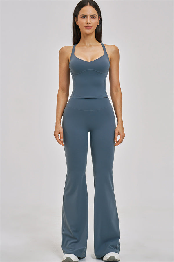 The Zenith Crop Top Flared Leggings 2-Piece Set