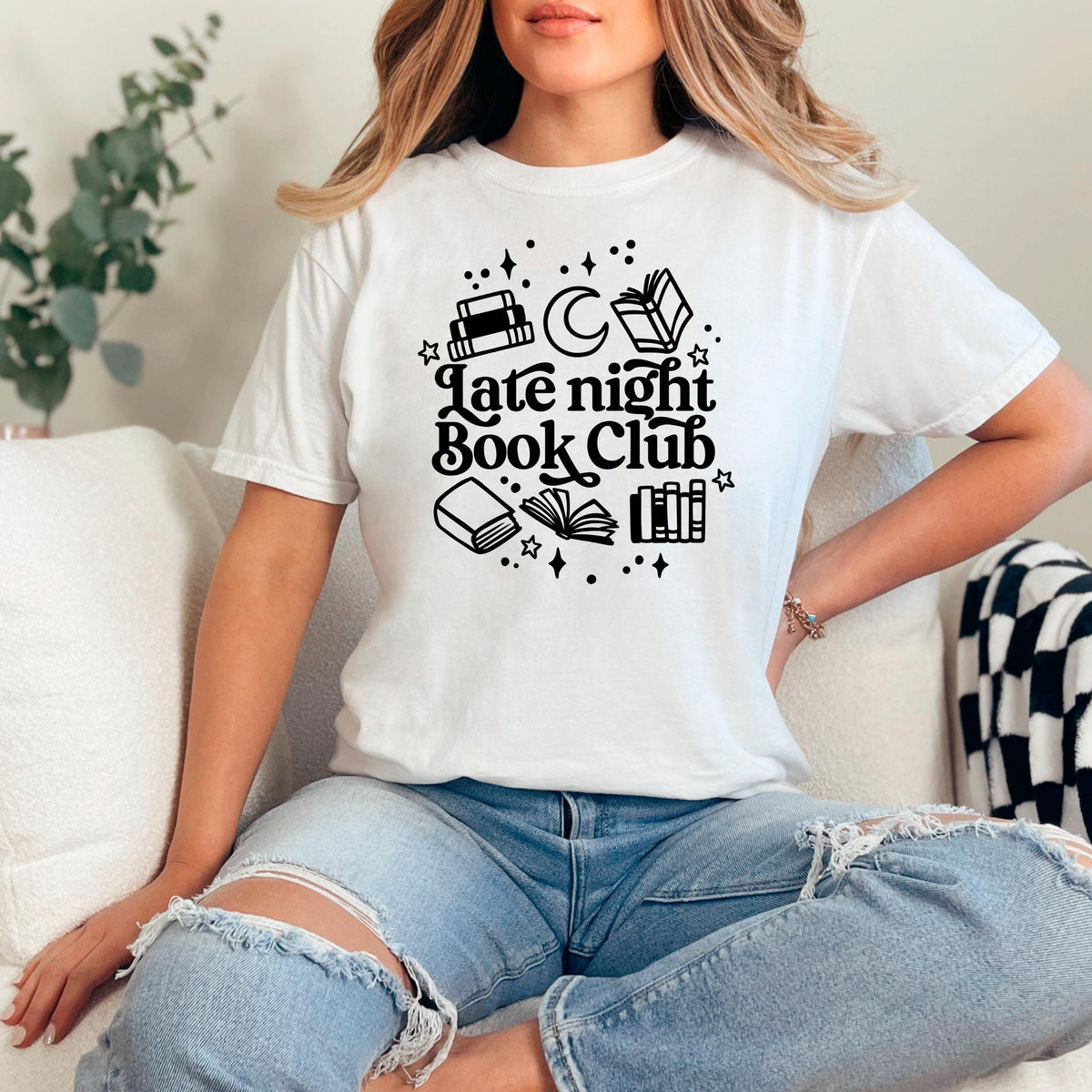 Late Night Book Club Tee – Cozy Reading Graphic Shirt | Vintage Bookish Apparel