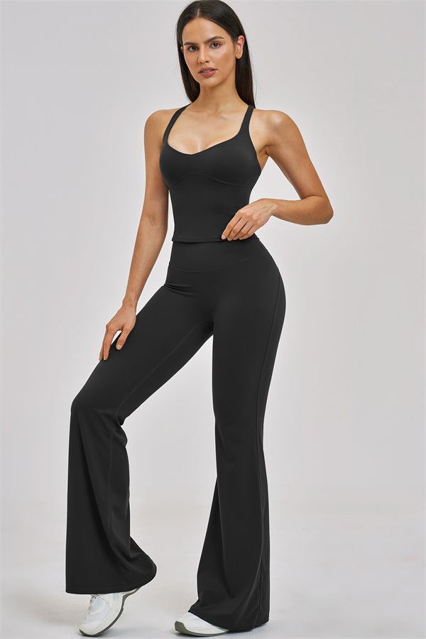 The Zenith Crop Top Flared Leggings 2-Piece Set