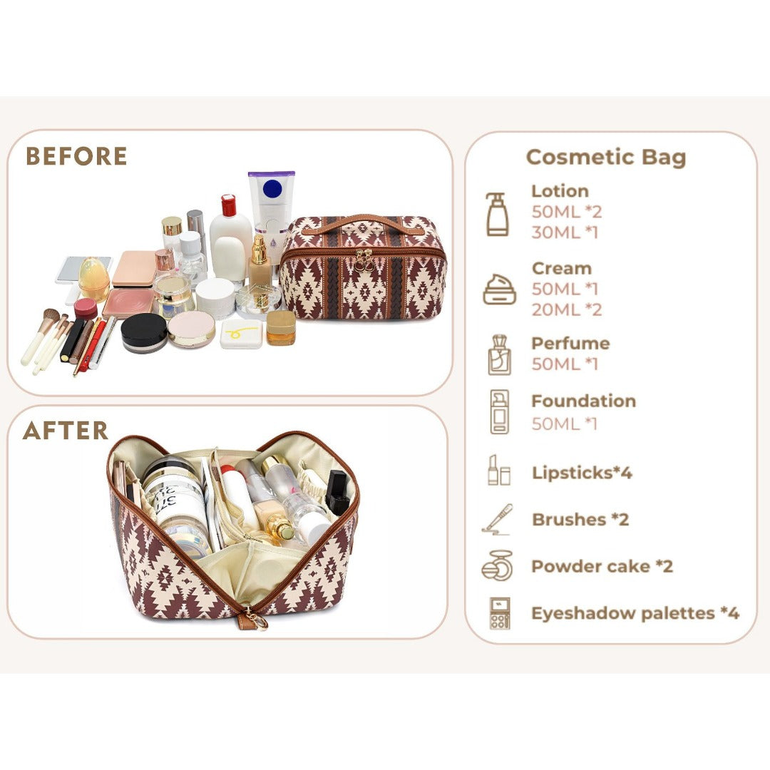Bohemian PU cloud pillow cosmetic bag, large capacity portable cosmetic case, travel toilet bag, travel makeup bag,Makeup bag organizers,Makeup bags, small