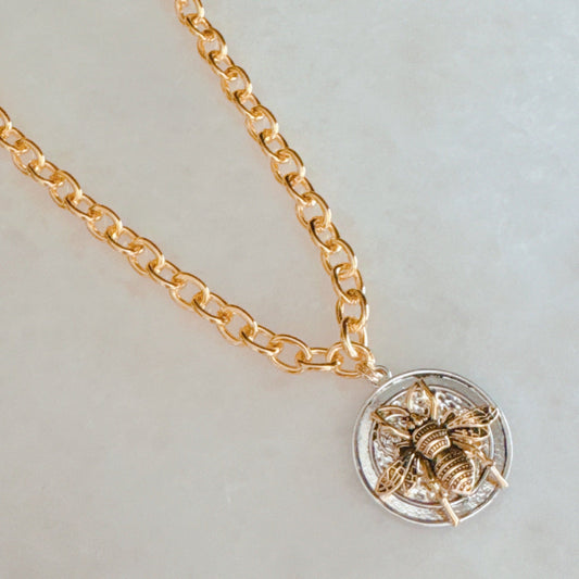 Bold And Antique Bee Chain Necklace