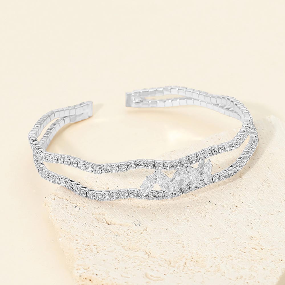 Marquise CZ Accent Open Evening Cuff Bracelet
