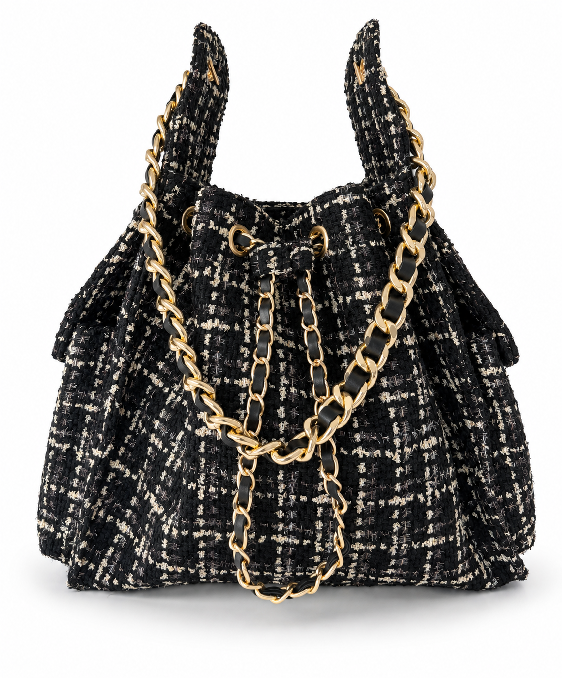 Bayshore Bucket Bag Medium - Black Tweed