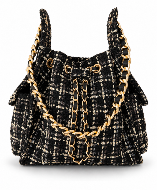 Bayshore Bucket Bag Small -  Black Tweed