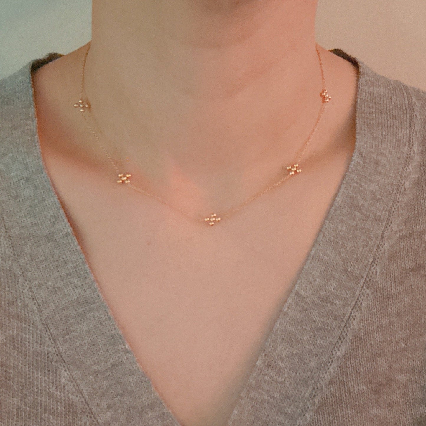 Dot Dot Golden Cross Necklace - Water & Tarnish Resistant