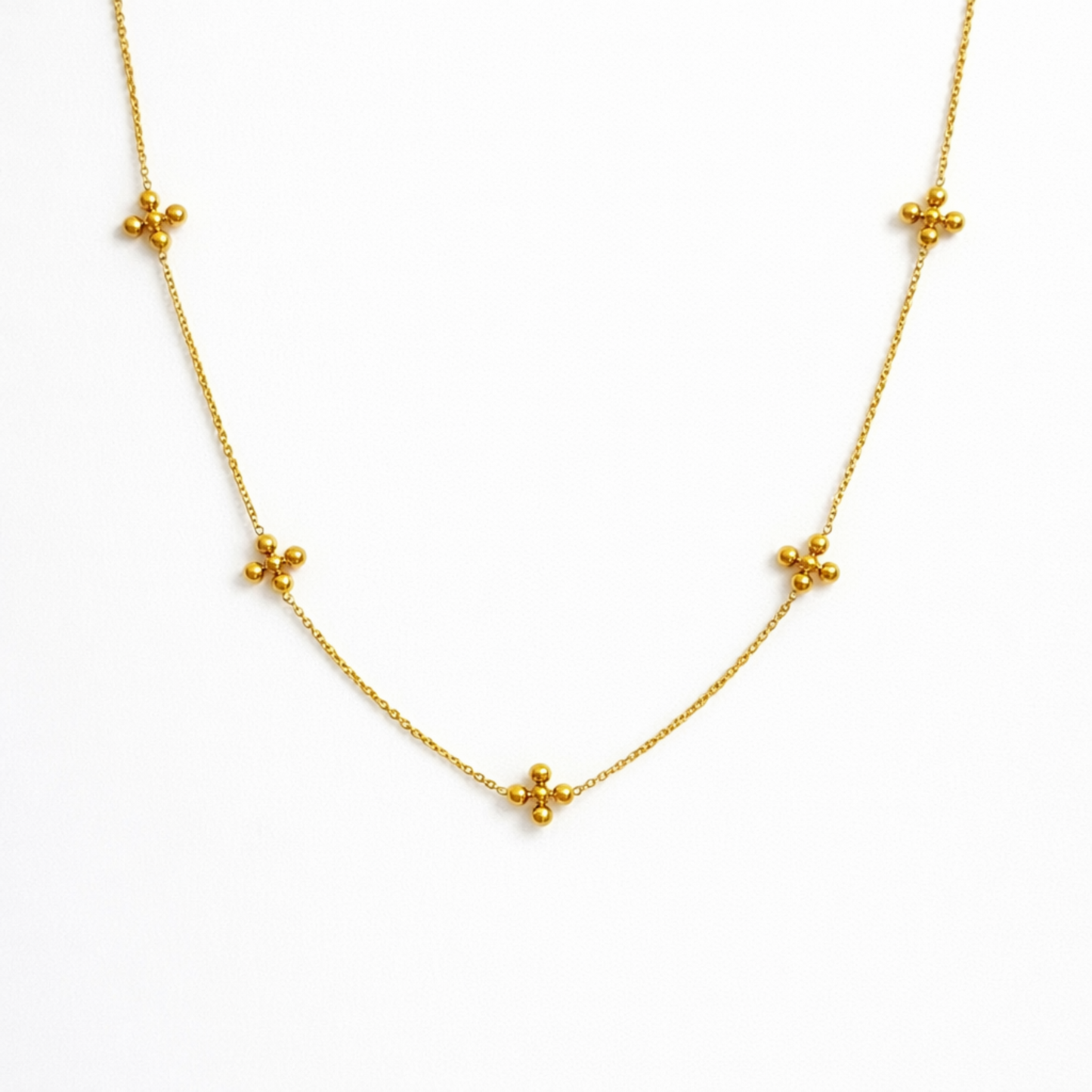 Dot Dot Golden Cross Necklace - Water & Tarnish Resistant
