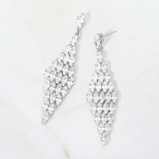 Marquise CZ Chandelier Drop Evening Earrings