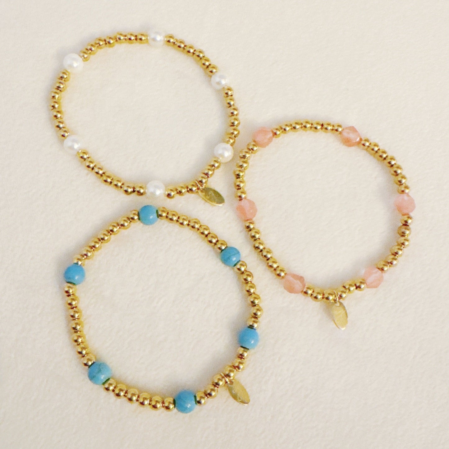 Golden Beads Stone Stretch Bracelet
