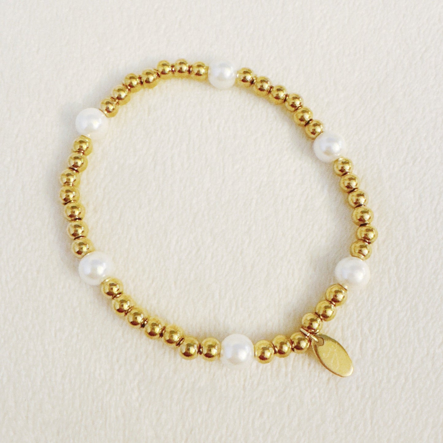 Golden Beads Stone Stretch Bracelet
