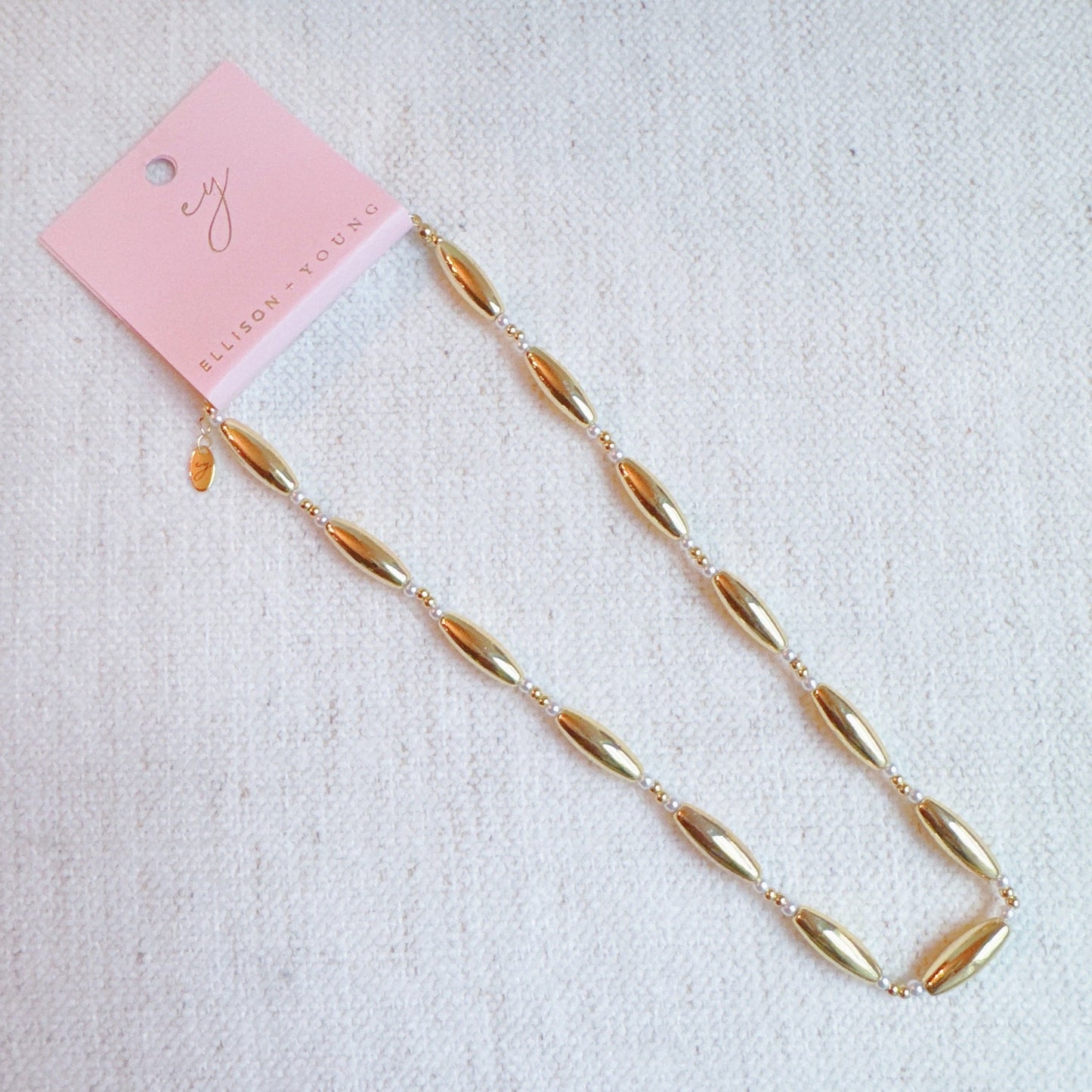 Golden Tube Bead Necklace