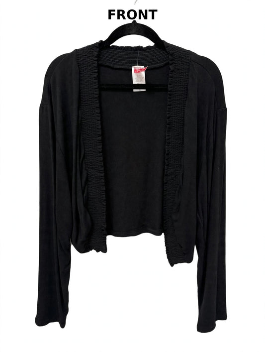 Black Cropped Open-Front Cardigan