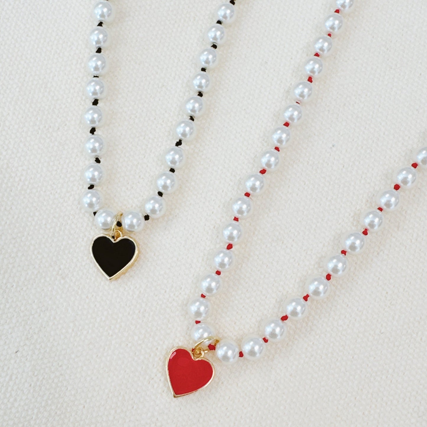 Silky Thread Heart Charm Necklace