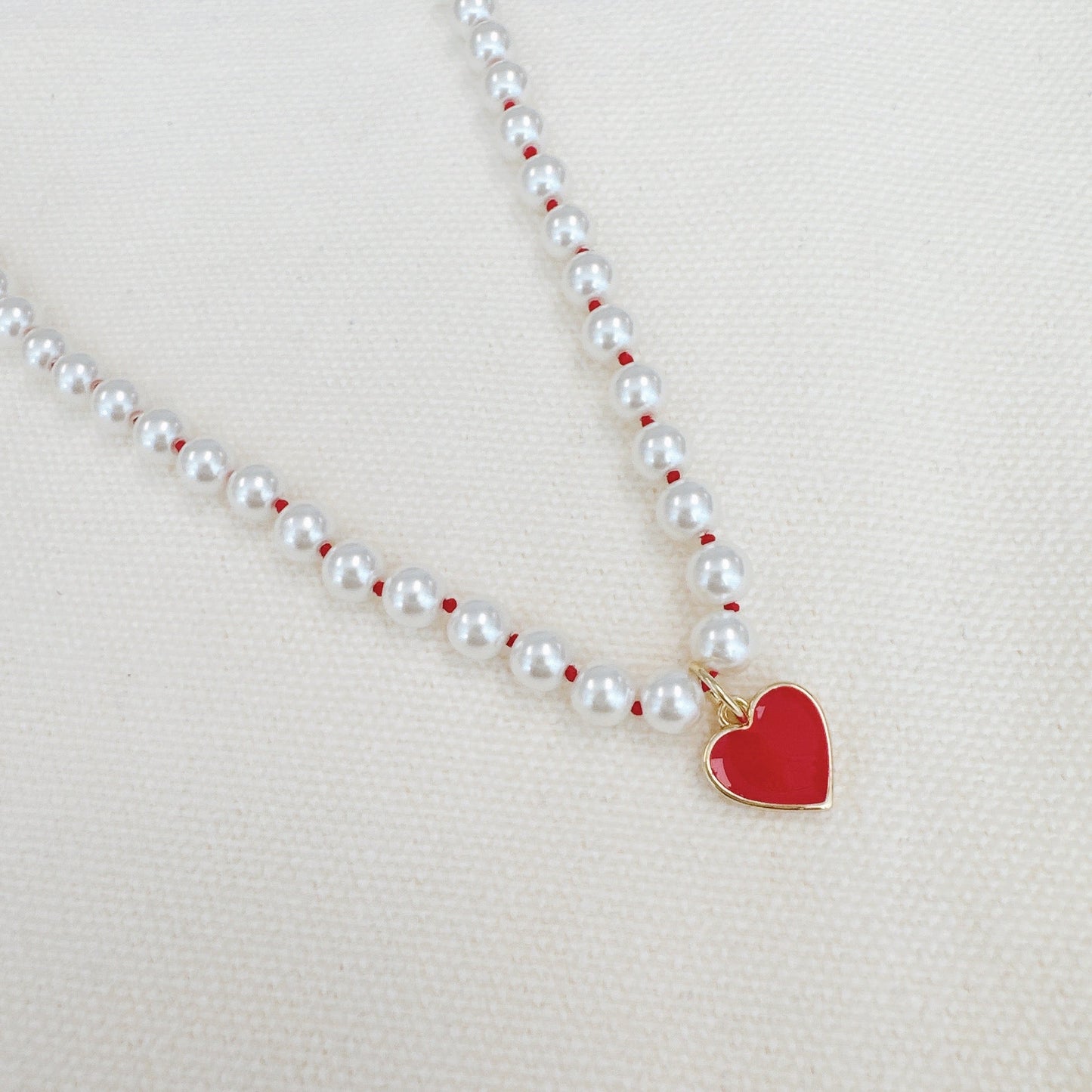 Silky Thread Heart Charm Necklace