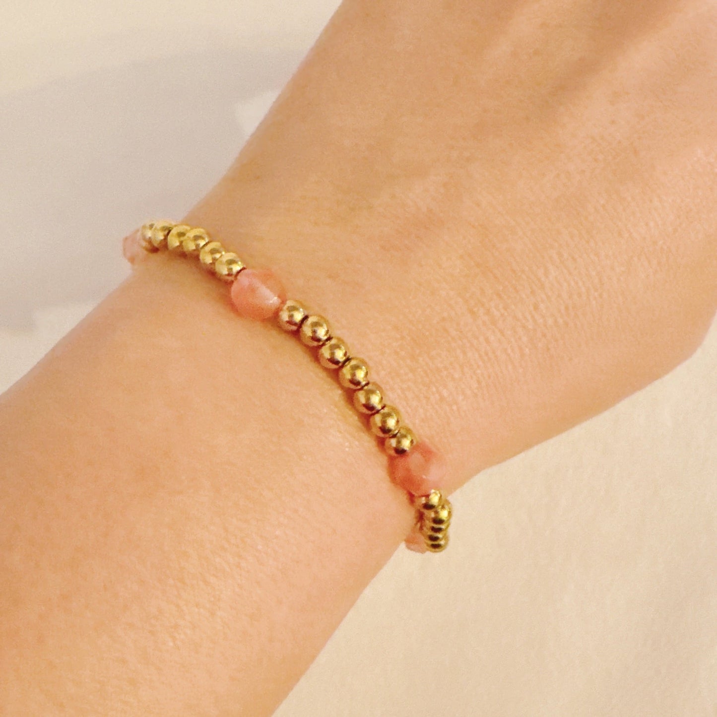 Golden Beads Stone Stretch Bracelet