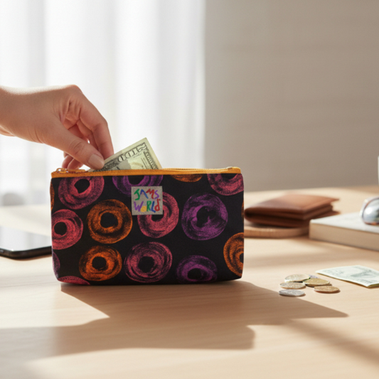 Jams World Go-To Lined Zip Pouch - Neon Donuts