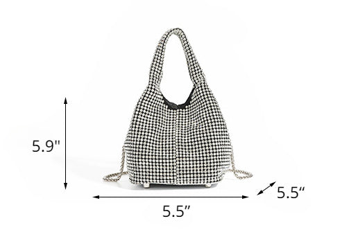 Full Diamond Bag Bucket Rhinestone Chain Purse