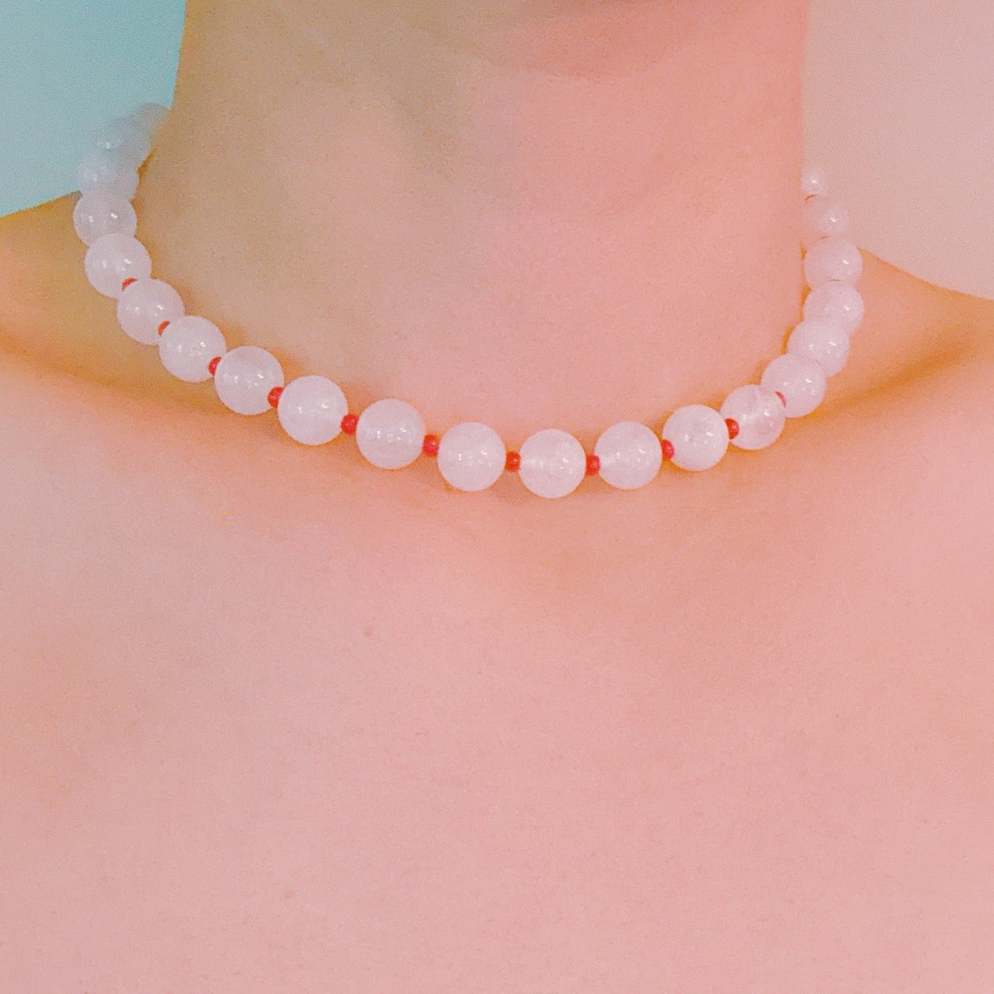 Moon Mink Stone Bead Necklace