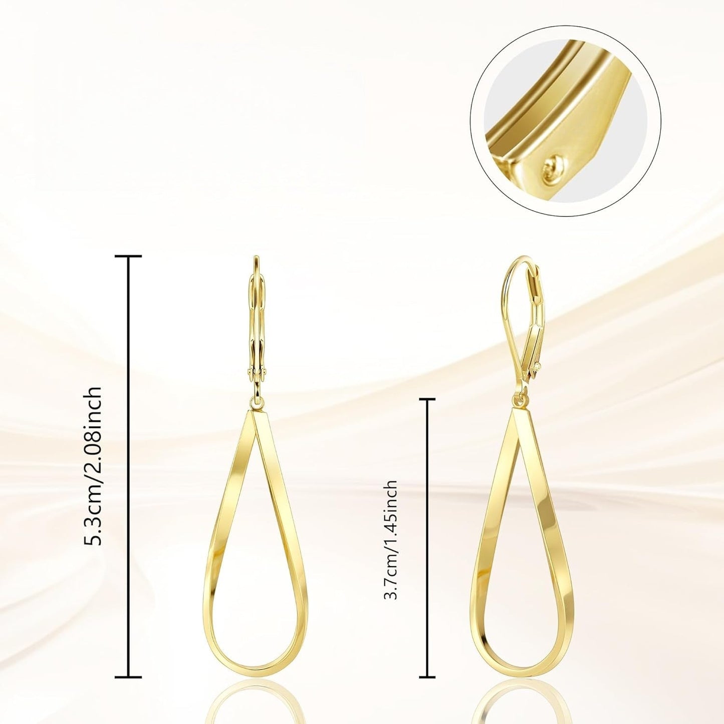 Gold Earrings for Women Hypoallergenic Leverback Drop Dangle Earrings Trendy 14K Gold Plated Twisted Spiral Teardrop Rhombus Heart Dangle Earring for Women Dainty Fashion Jewelry Gifts