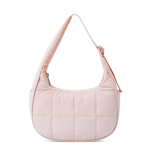 Nylon bag large capacity women's armpit bag, down bag versatile shoulder bag, solid color silk cotton handbag, puffer bag hobo