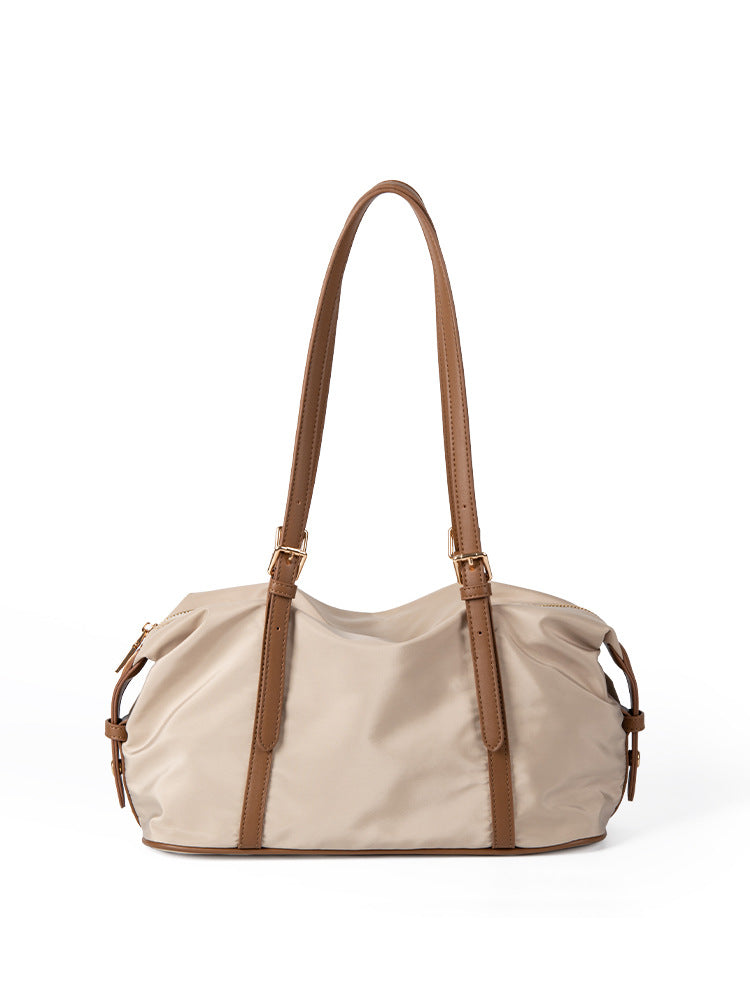 Summer contrasting shoulder bag women, versatile commuter large capacity Boston bag, top handle purse, hobo shoulder purse