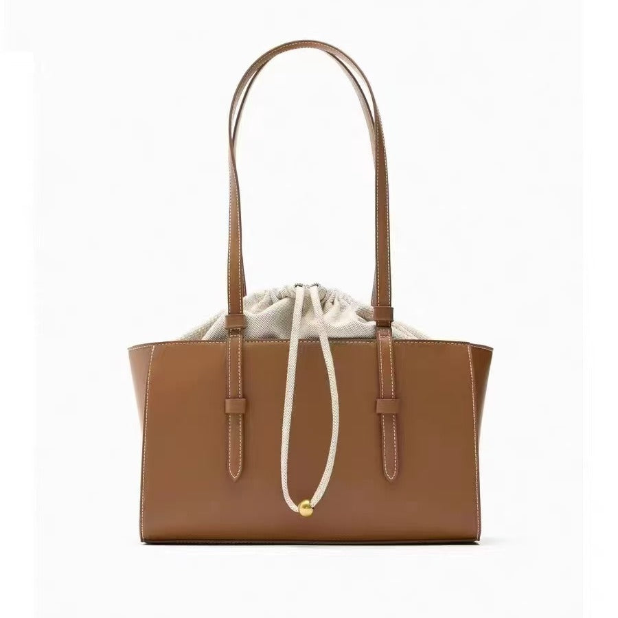 Elegant Women's Tote Purse – Fashionable Versatile Large Capacity Drawstring Bundle, Portable Shoulder Bag with Small Hobo Style hobo