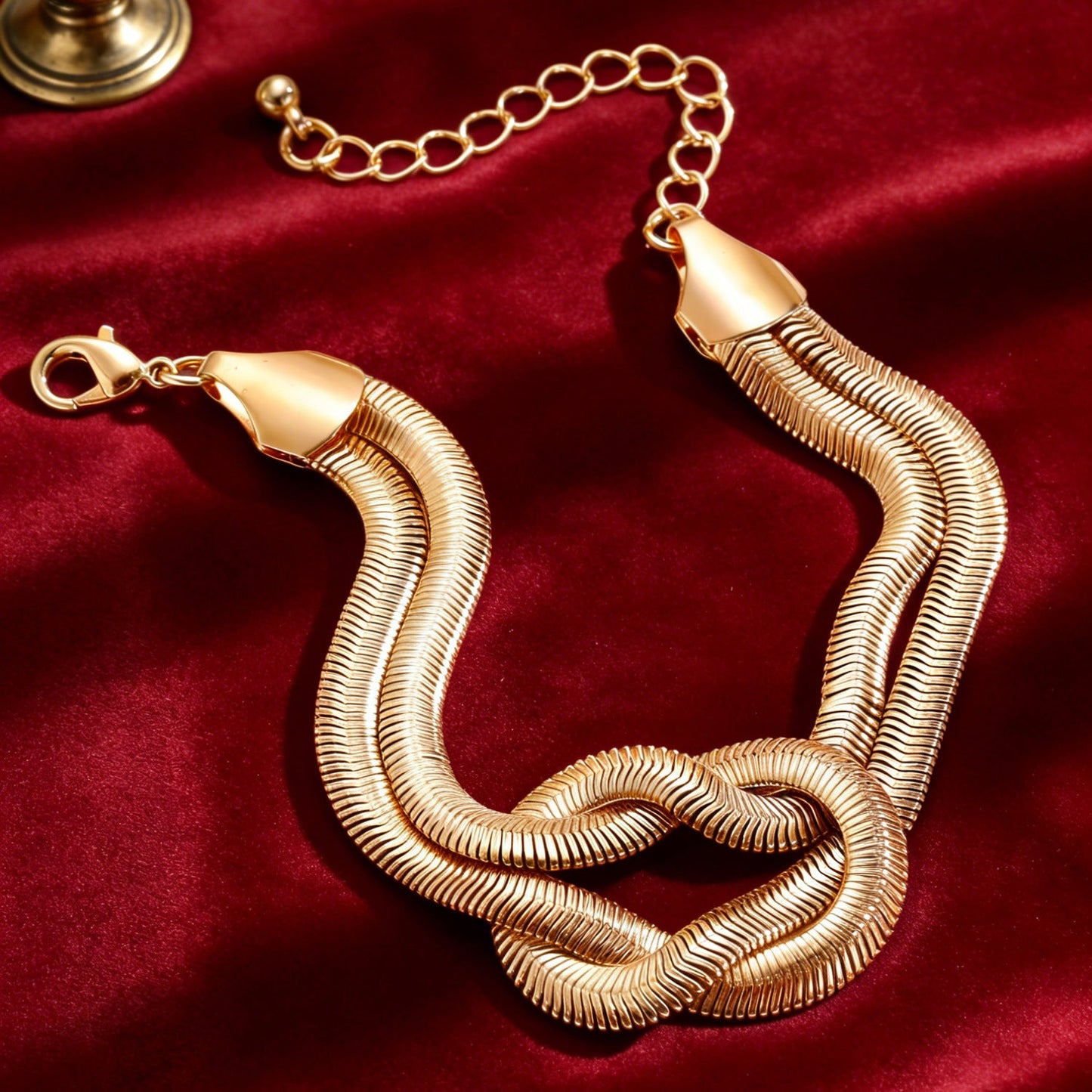 Niche Design Metal Knot Wrapped Snake Chain Bracelet Set Luxury Accessory