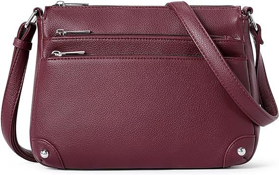 Small crossbody bag for women, shoulder bag multi-zip pocket bag, classic function messenger bag