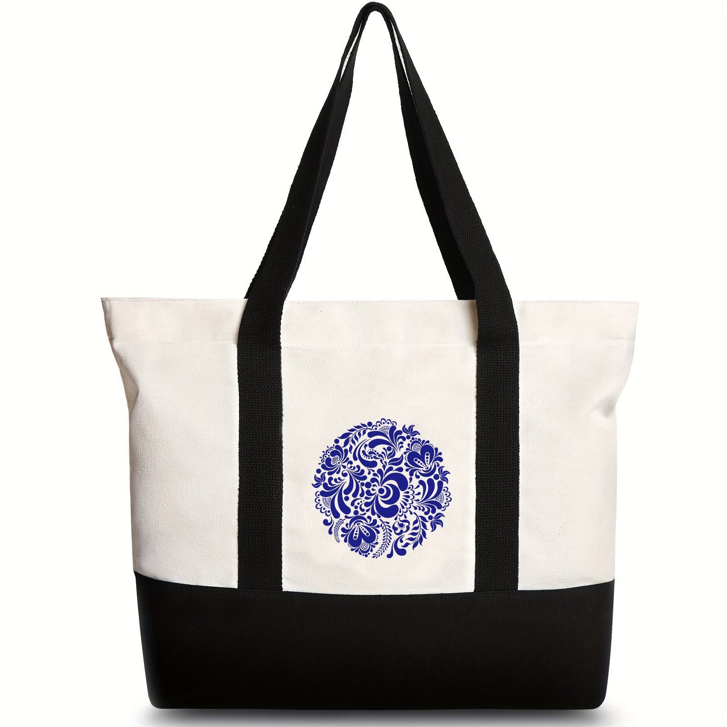 Canvas shoulder bag, large capacity letter print tote bag, women's fashion lightweight portable gift bag