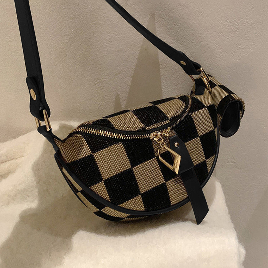 Small Crossbody Versatile Checkerboard Chest Bag – Fashion Plaid Waist Bag, Stylish Messenger Bag & Fanny Pack for Everyday Use