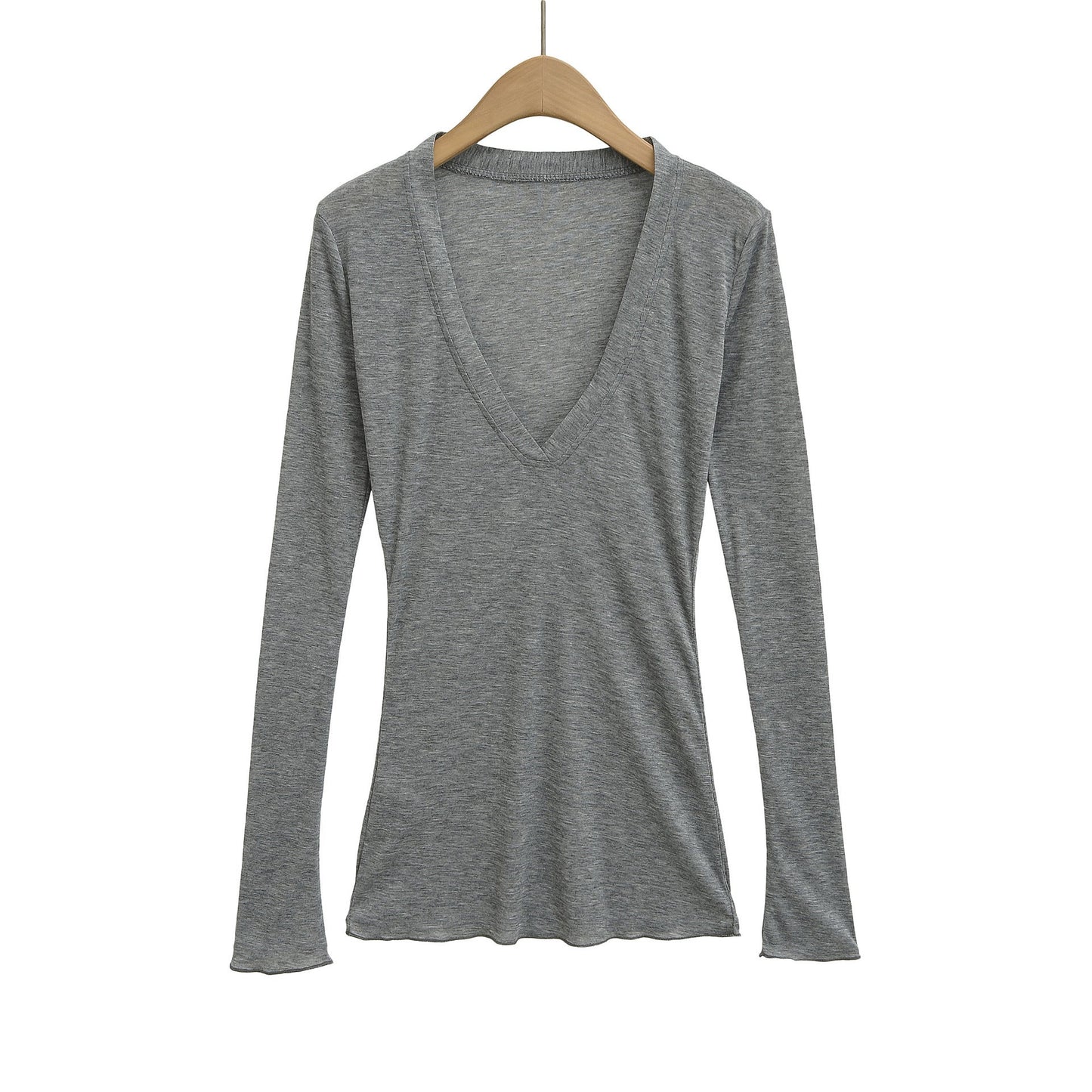 Deep V Neck Sheer T-Shirt black