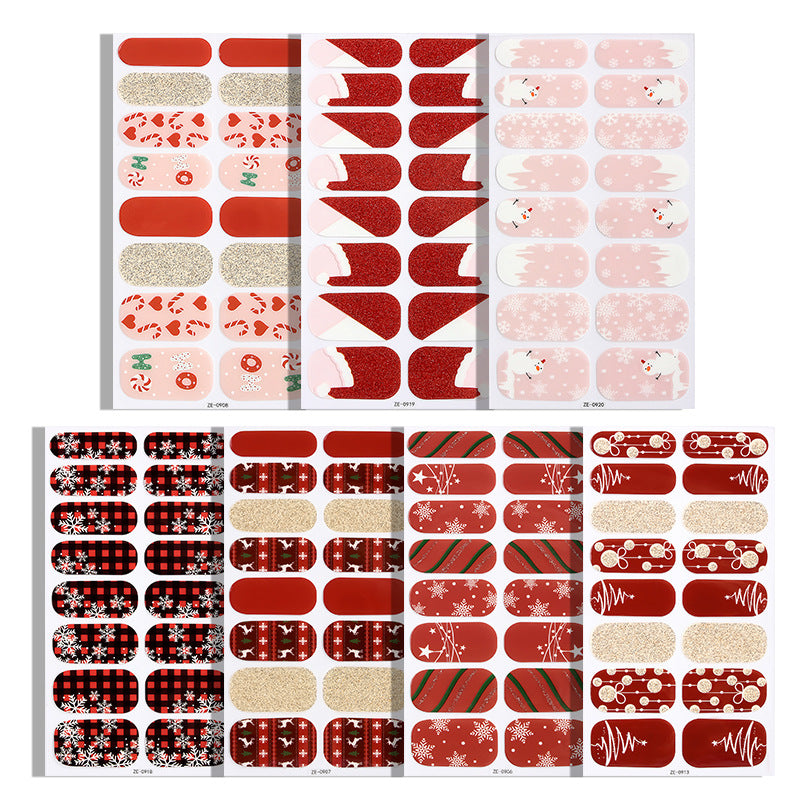 Christmas luminous nail polish film nail sticker, hot-selling Christmas tree adhesive nail sticker