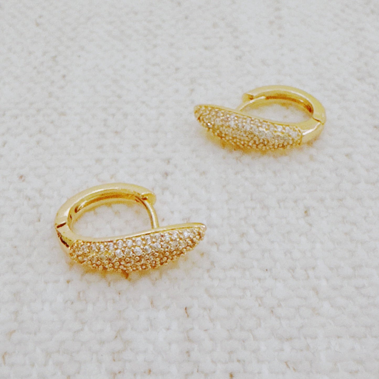 Pave Marquise Huggie Hoop Earrings