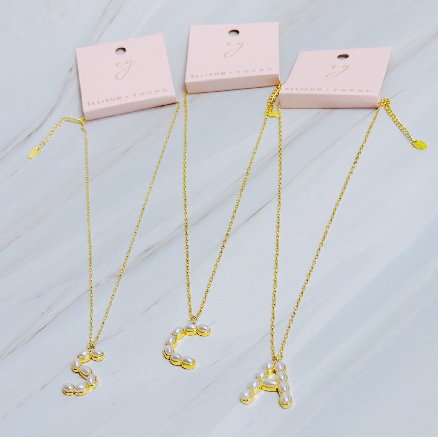 Pearl Mosaic Initial Pendant Necklace