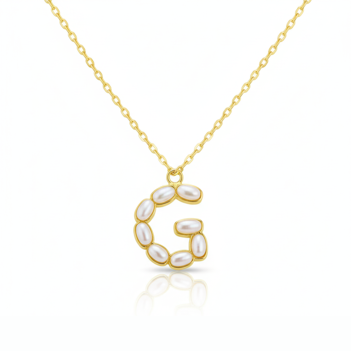Pearl Mosaic Initial Pendant Necklace