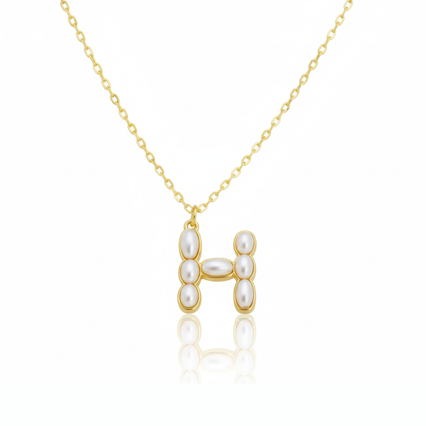 Pearl Mosaic Initial Pendant Necklace