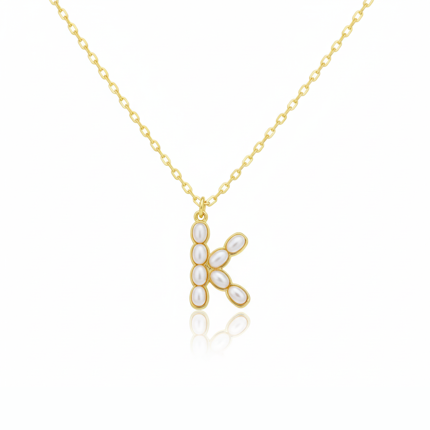 Pearl Mosaic Initial Pendant Necklace