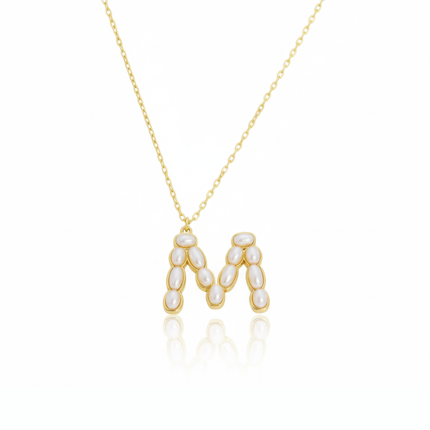 Pearl Mosaic Initial Pendant Necklace