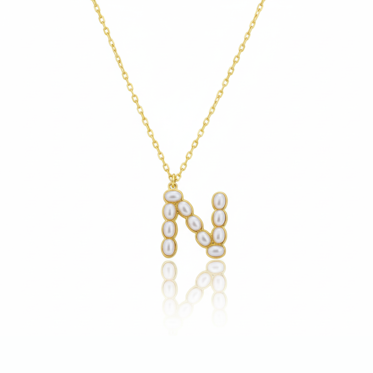 Pearl Mosaic Initial Pendant Necklace