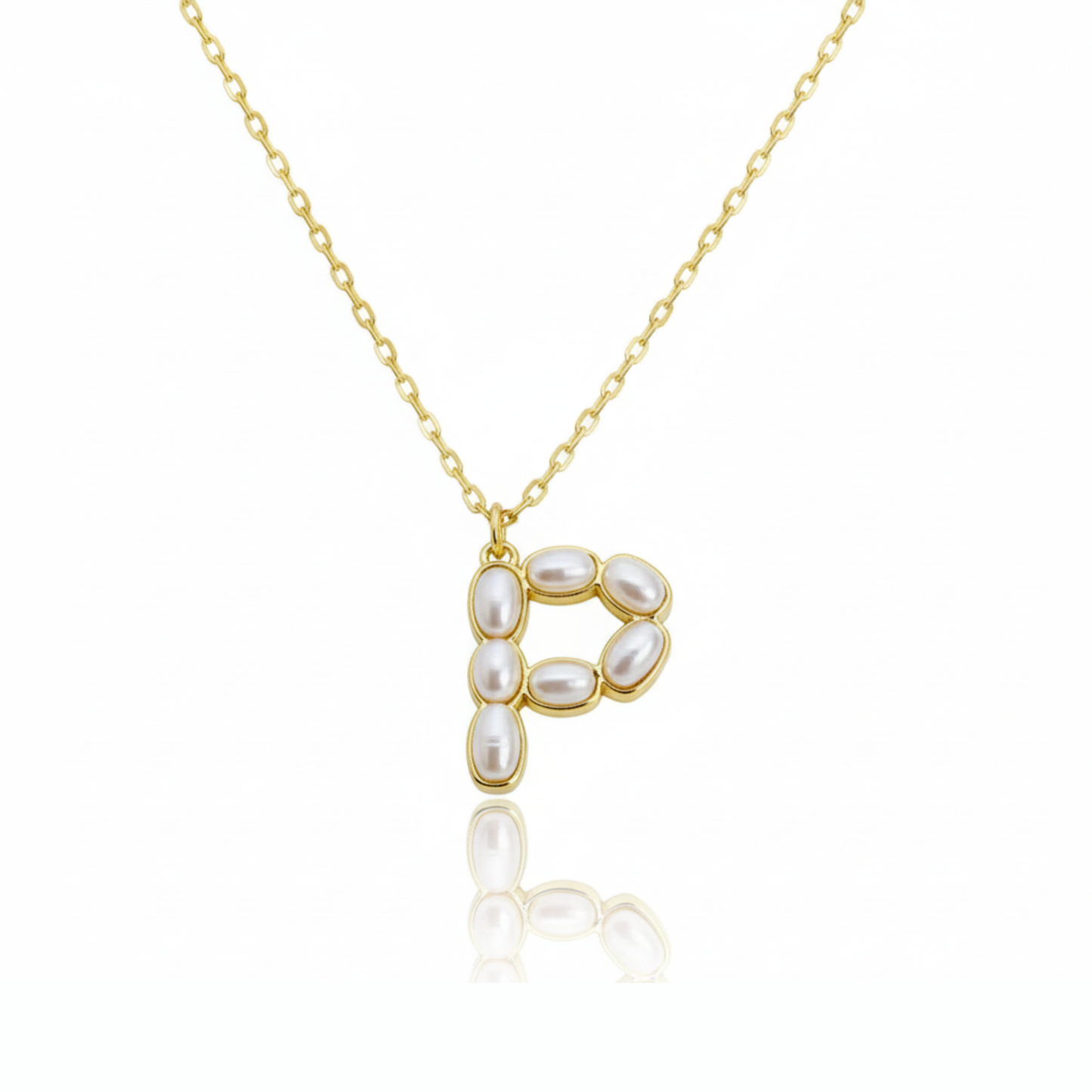 Pearl Mosaic Initial Pendant Necklace