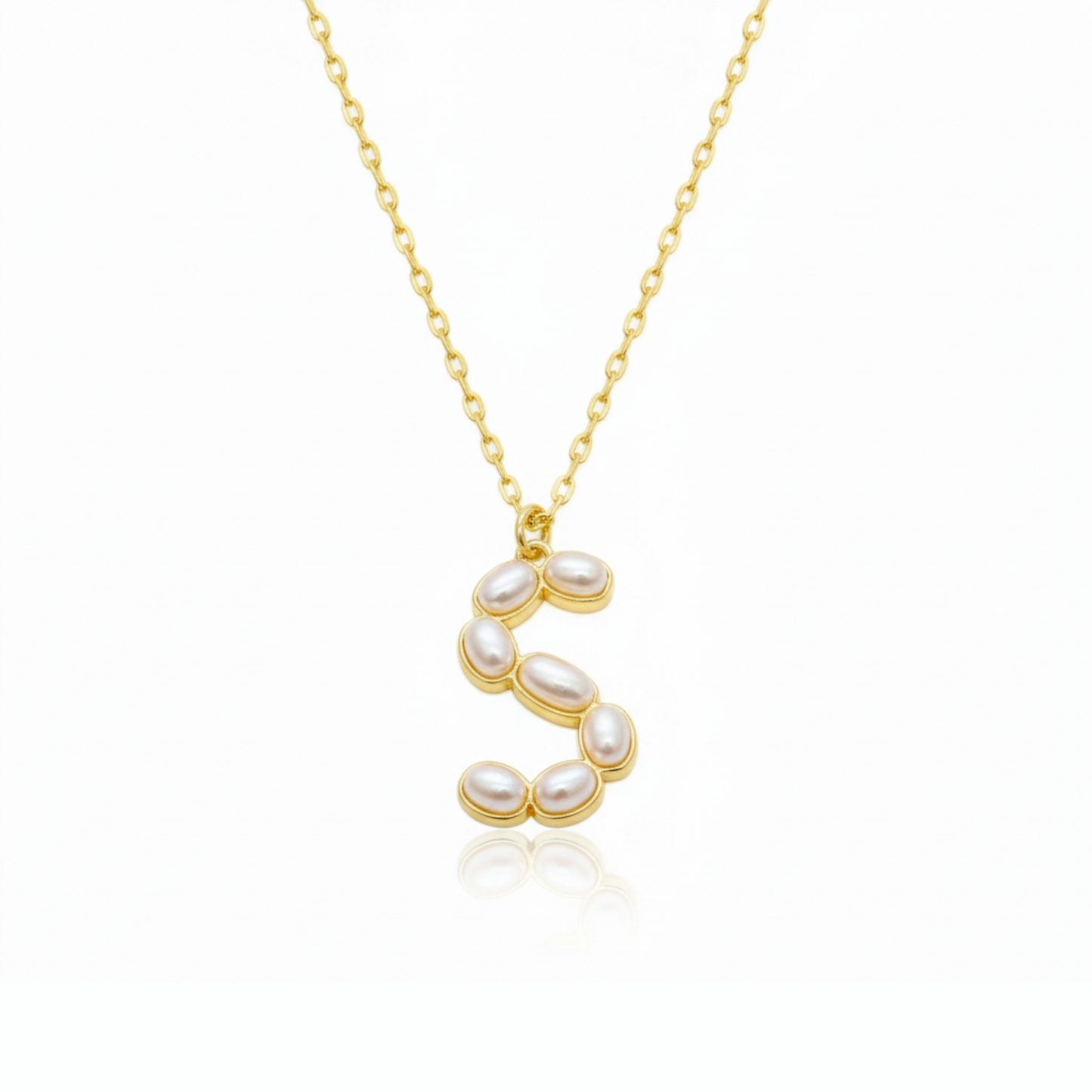 Pearl Mosaic Initial Pendant Necklace