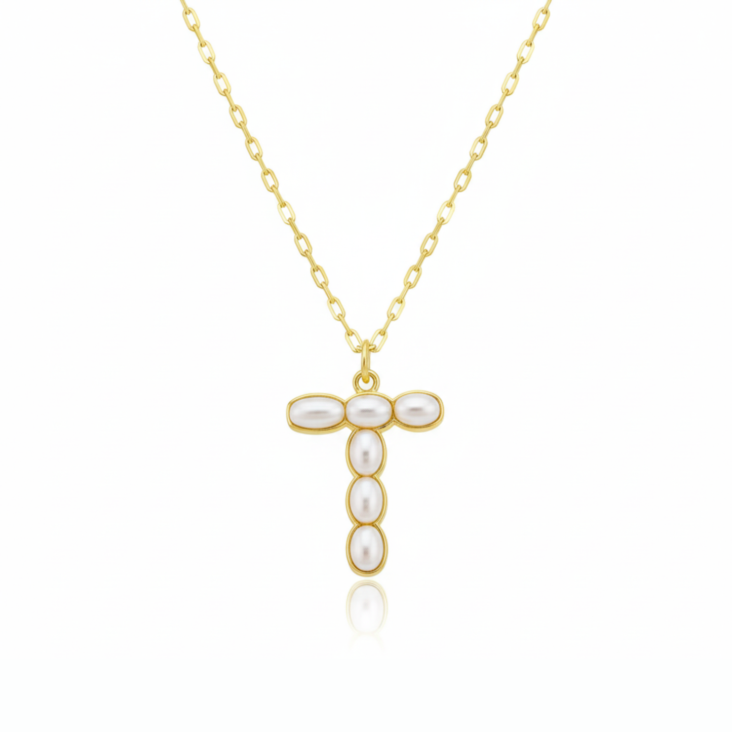 Pearl Mosaic Initial Pendant Necklace