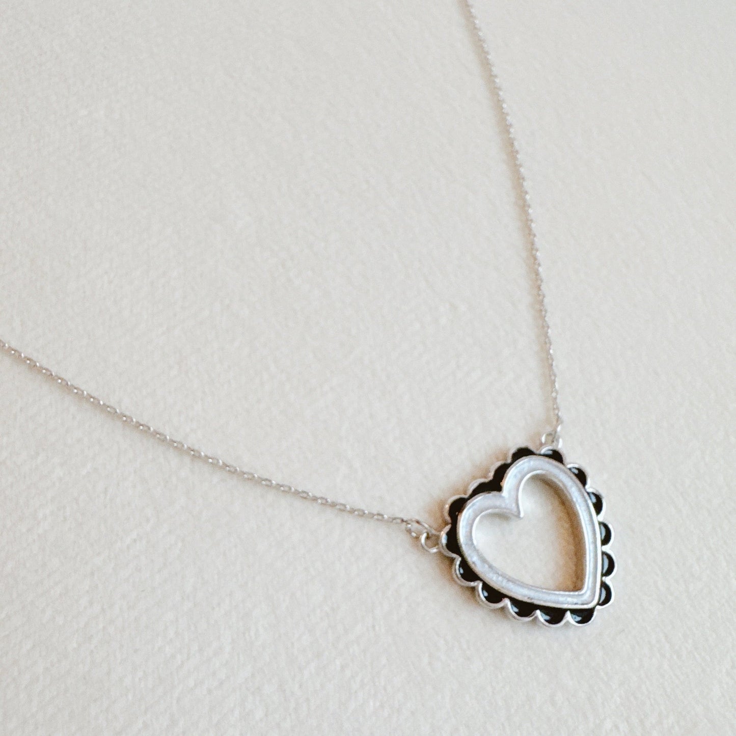 Preciously Scallop Edged Heart Necklace