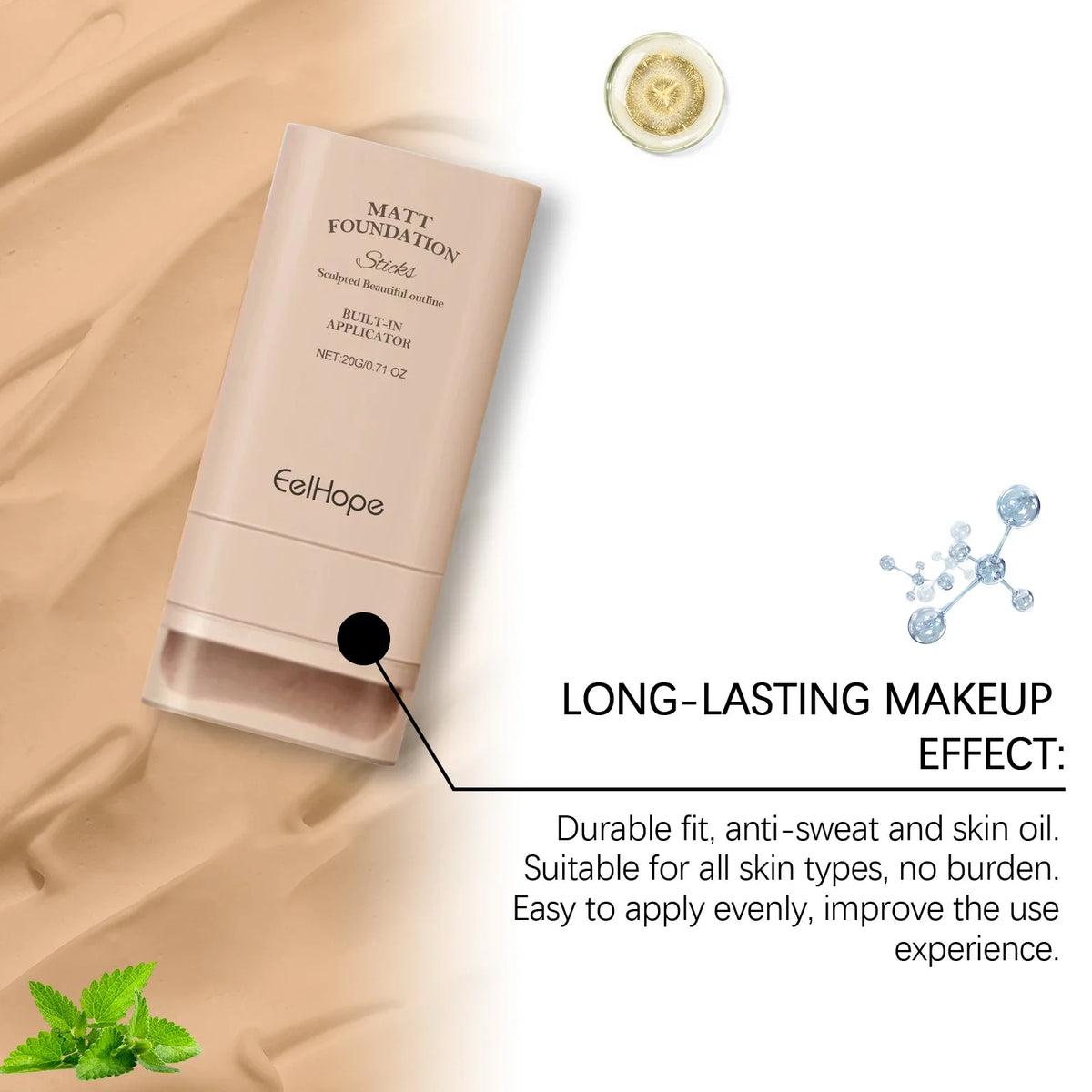 EELHOE Foundation Concealer Stick Lightweight Breathable Moisturizing Waterproof No Creasing Longlasting Female Makeup Product