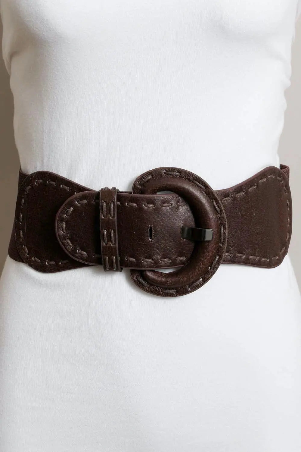 Distressed Leather Belt – Wide Buckle & Edgy Finish