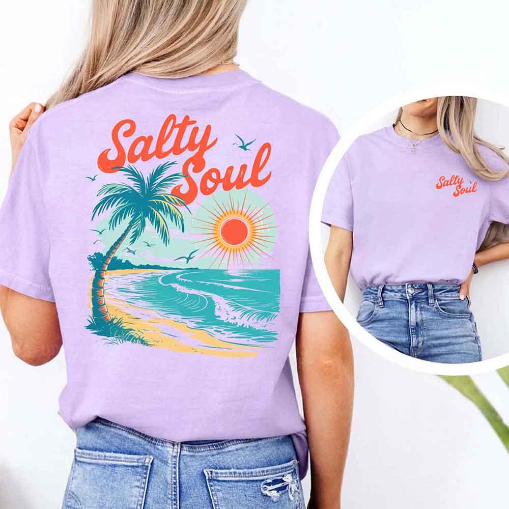 Salty Soul Comfort Colors Tee – Women’s Summer Beach Shirt