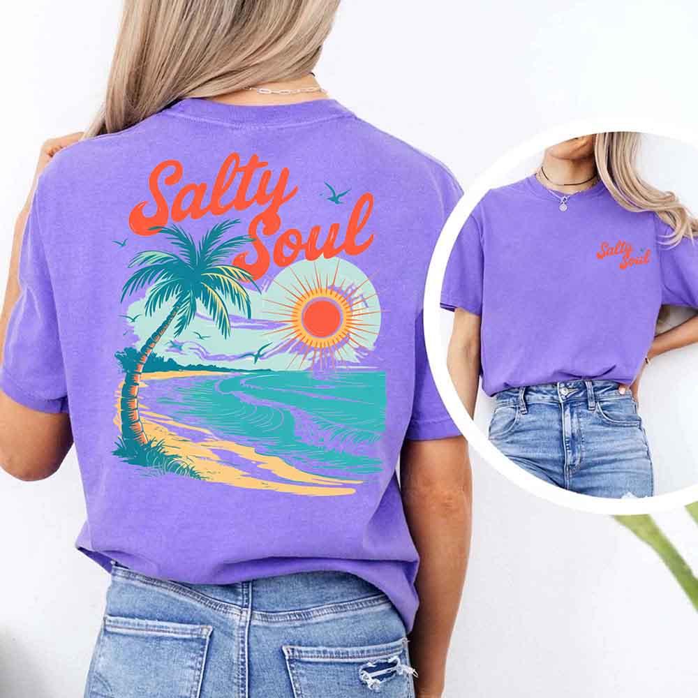 Salty Soul Comfort Colors Tee – Women’s Summer Beach Shirt
