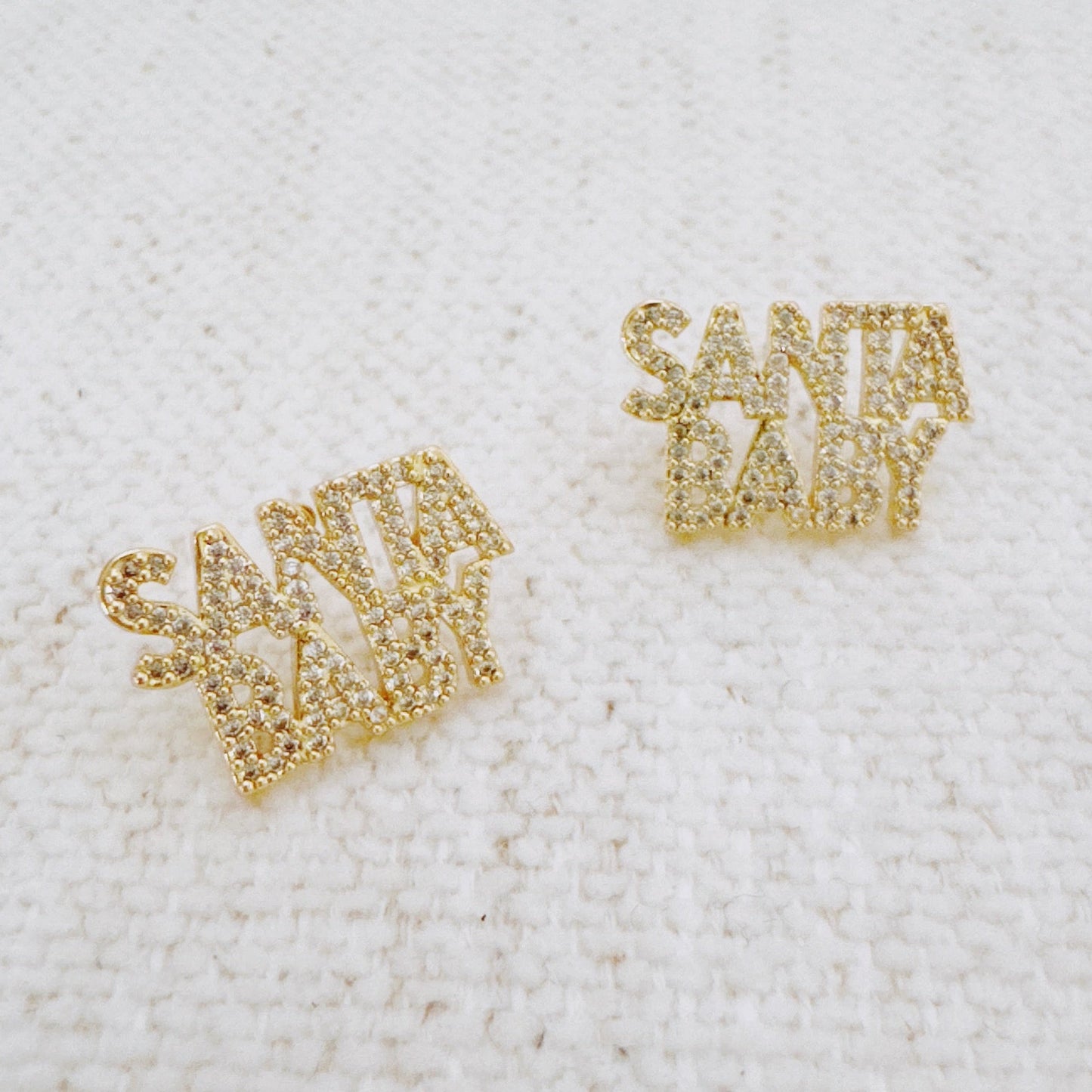Santa Baby Crystal Stud Earrings – Holiday Statement Jewelry